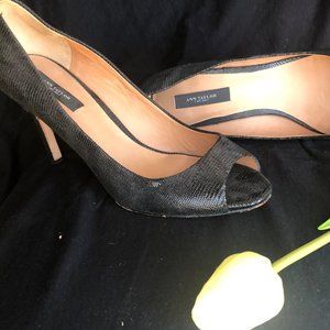 Black, open-toe stilettos
